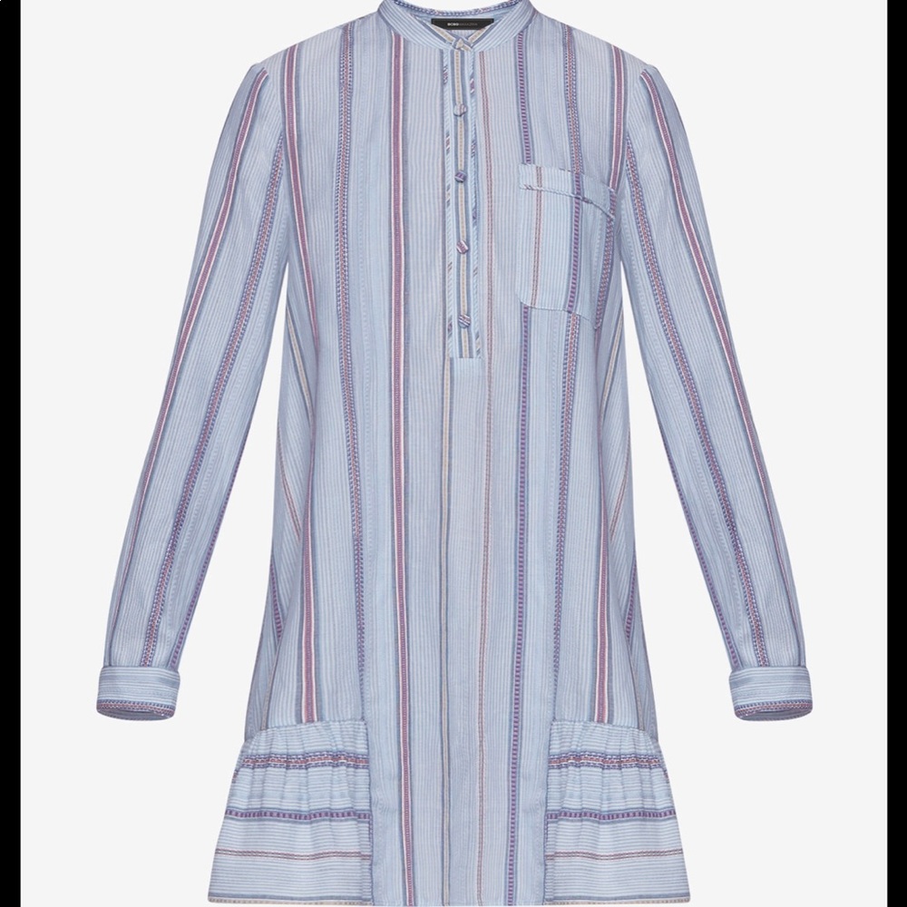 BCBGMAXAZRIA blue striped shirt dress - Picture 2 of 6